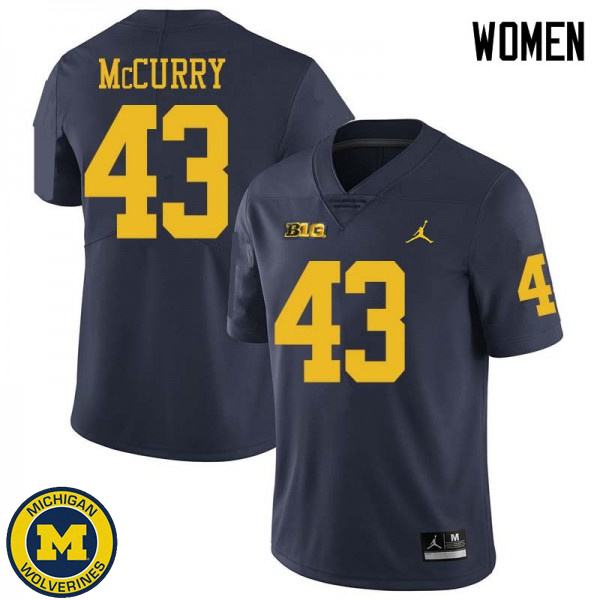 Women Michigan Wolverines #43 Jake McCurry Navy Jordan Brand Football Jersey